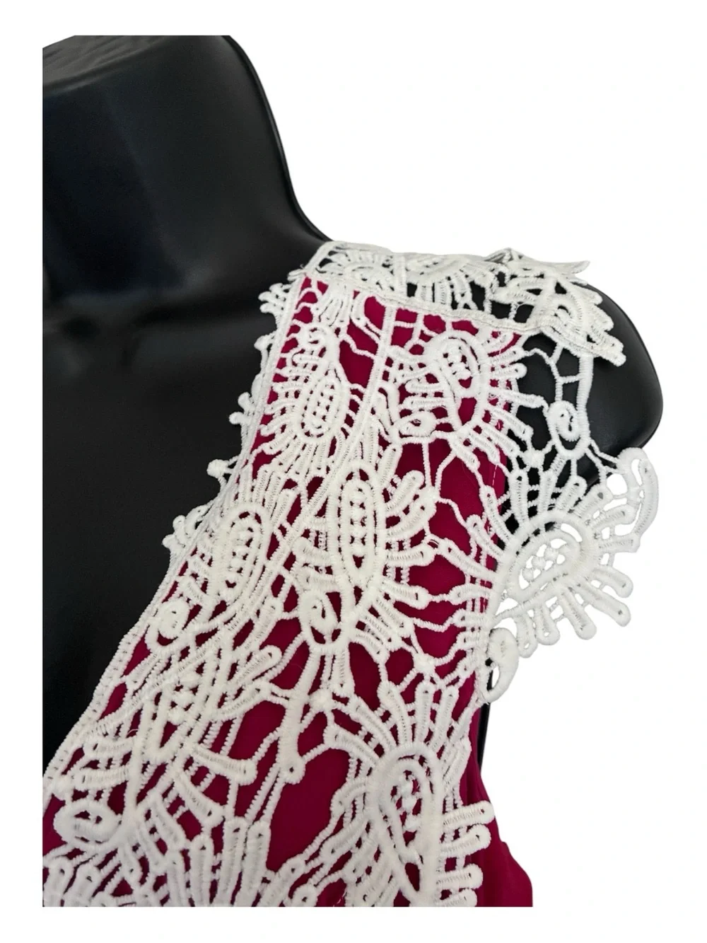 Wrangler Western Rodeo Summer Crochet Lace Yoke Magenta Sleeveless Tunic Sz L